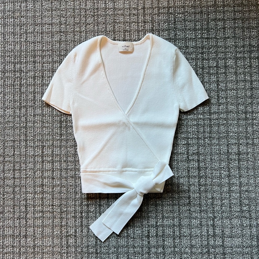 Aritzia Wilfred All Tied Up Sweater - Light Birch